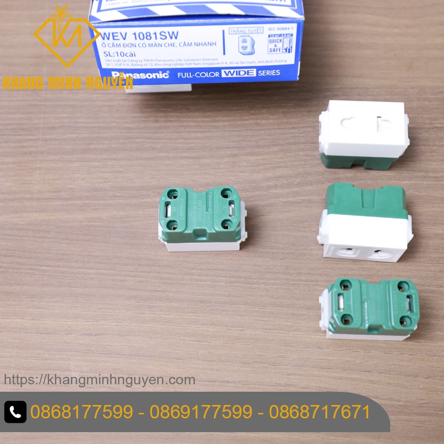 Ổ cấm đơn 2 chấu chính hãng màu trắng WEV-1081SW