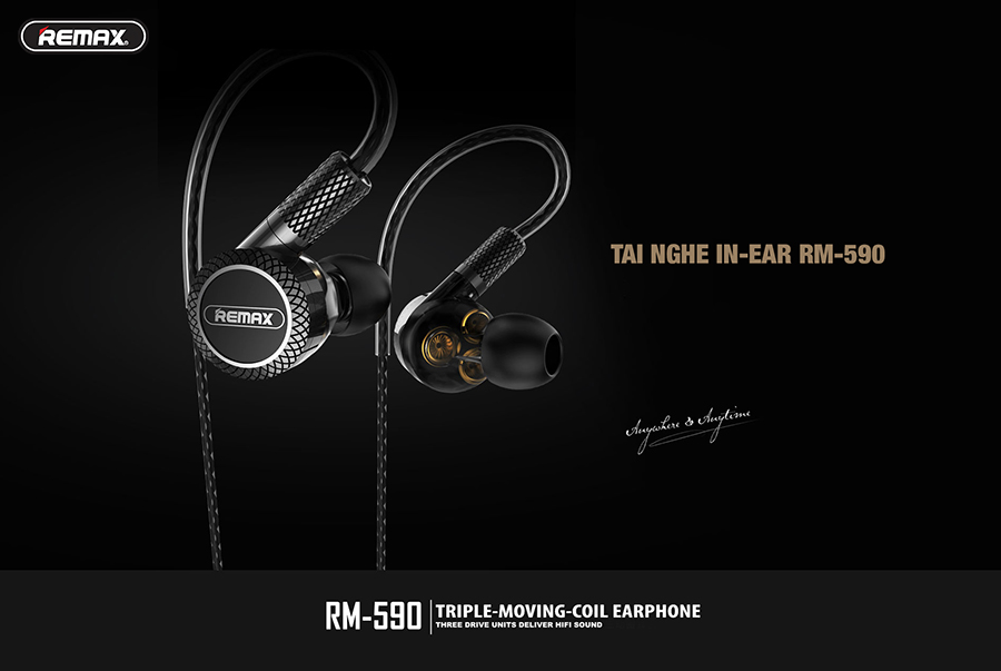 Tai Nghe In-Ear Remax RM-590 Âm Thanh HIFI Jack 3.5 - Hàng Chính Hãng