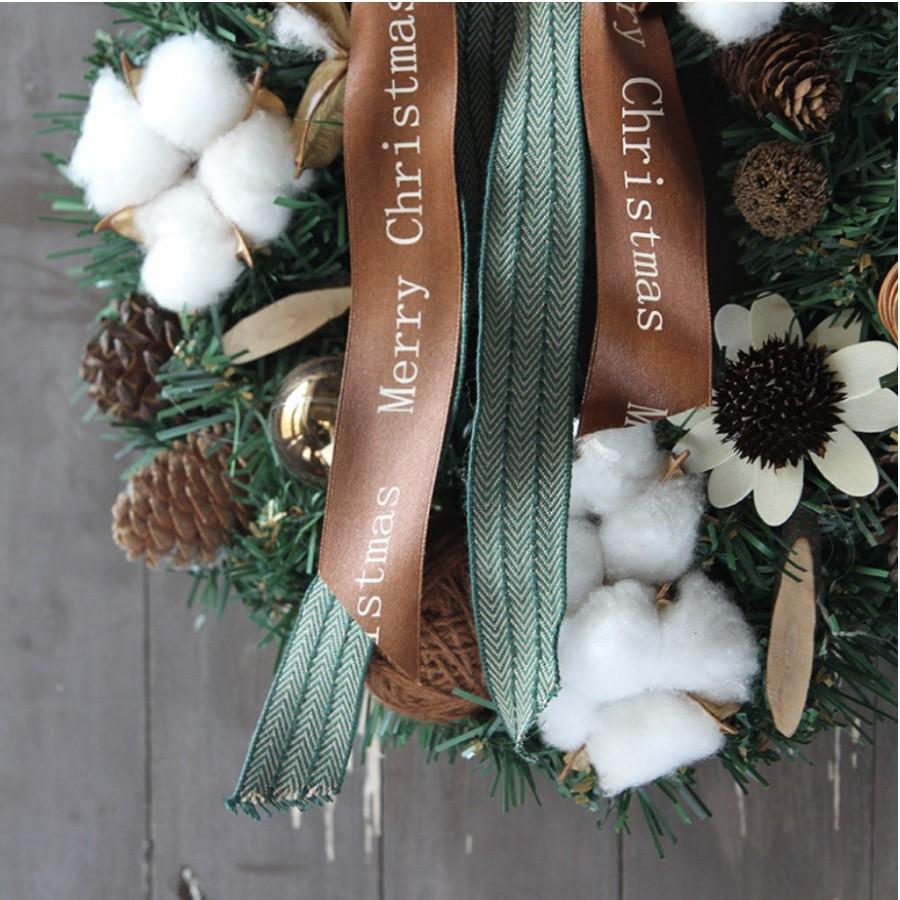 Hoa Trang Trí Noel đẹp mắt CHRISTMAS COTTON WREATH DOOR - AsiaMart