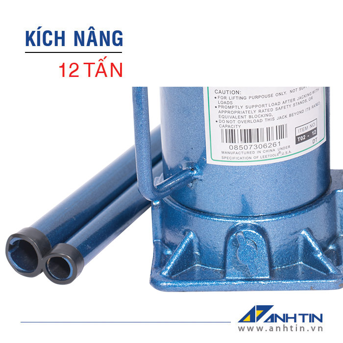 Con đội 12 tấn | Kích nâng xe ô tô xe tải | Kích thủy lực | 12 tấn | Chiều cao nâng 125mm | Chiều cao ren 60mm