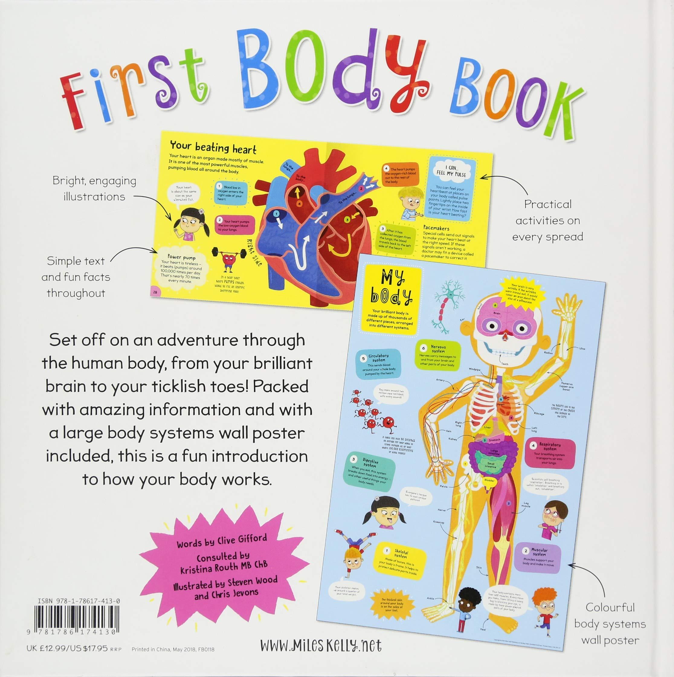 Hình ảnh First Body Book-Set off on a Head-to-Toe Adventure through the Human Body-Includes over 20 Anatomical Diagrams and a Colorful Body Systems Wall Poster - Sách về cơ thể đầu tiên