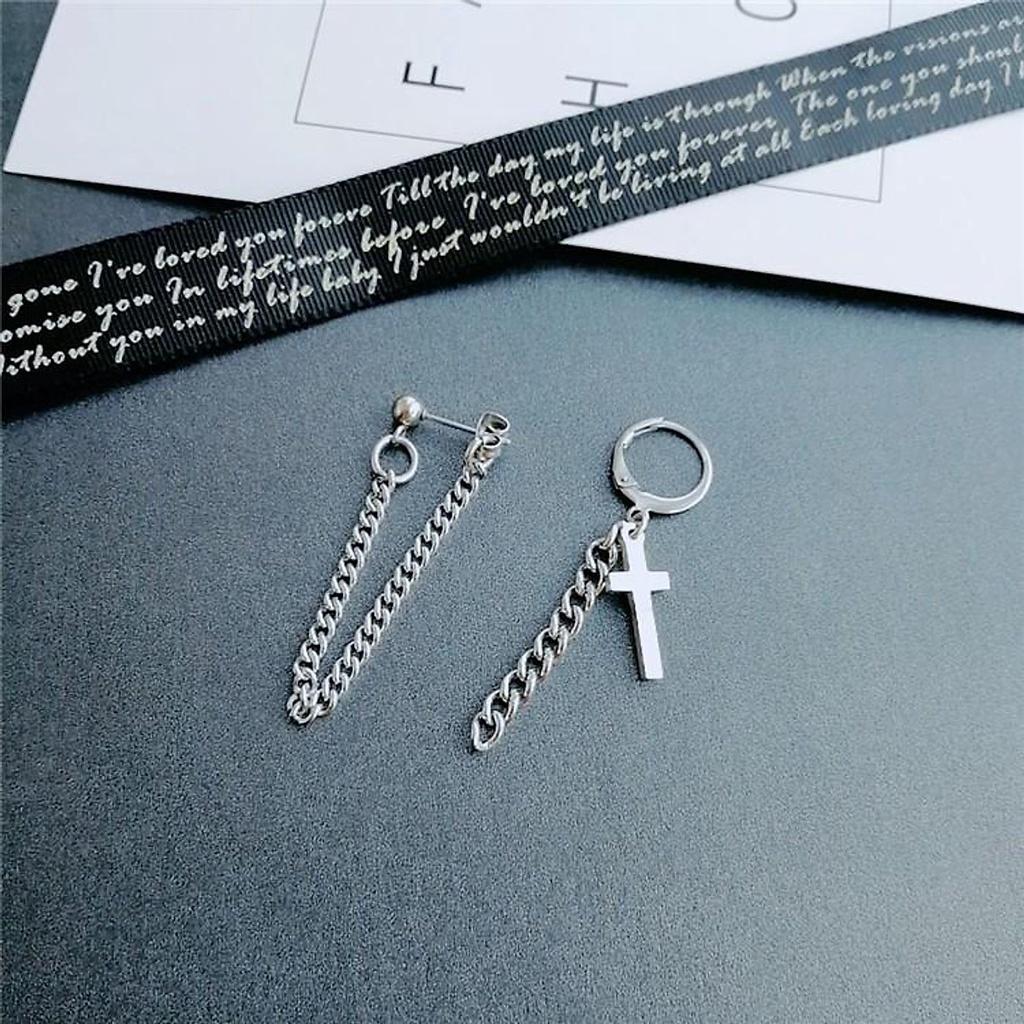 Bông tai nam nữ bất đối xứng unisex