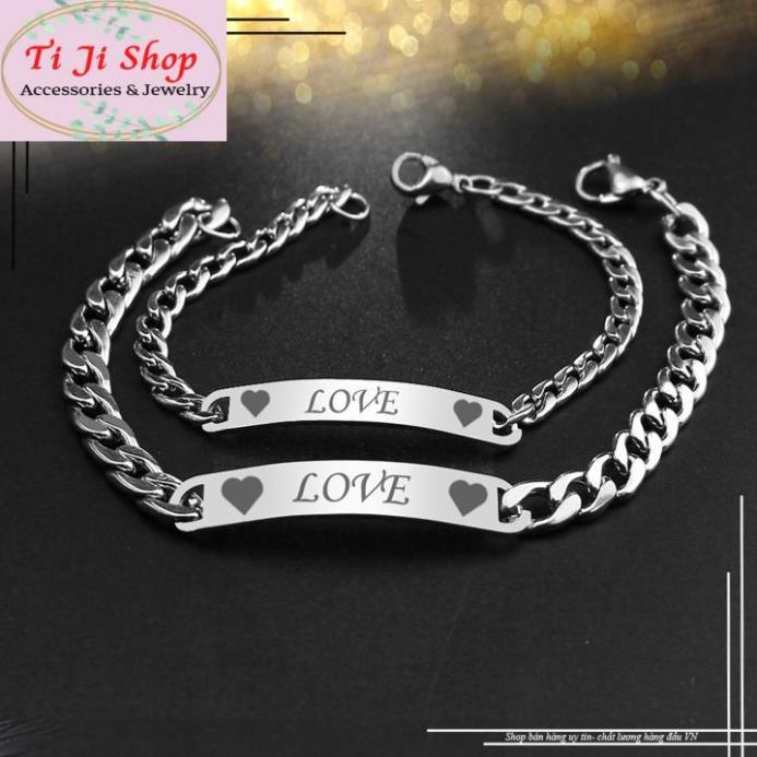 LẮC VÒNG TAY CẶP ĐÔI INOX CHỮ LOVE ĐẸP Ý NGHĨA - 1 CẶP