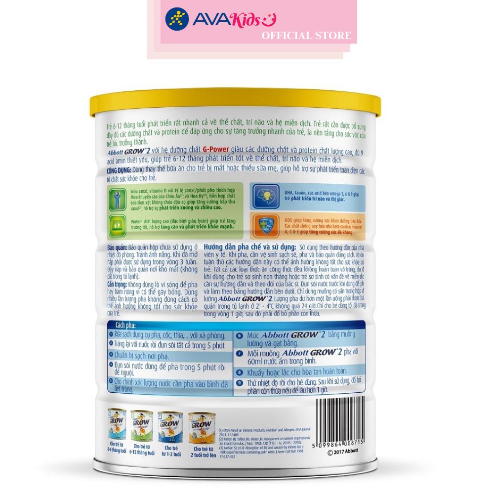 Sữa bột Abbott Grow số 2 hương vani 900g (6 - 12 tháng)