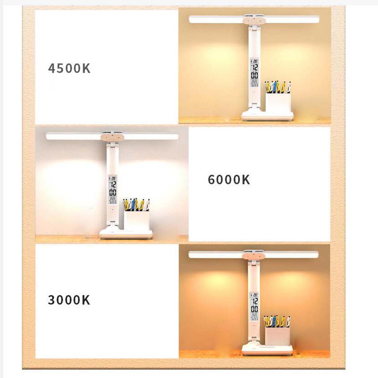 Table Lamp Office Home with Clock, Date, Temperature Lighting LED Desk Lamp