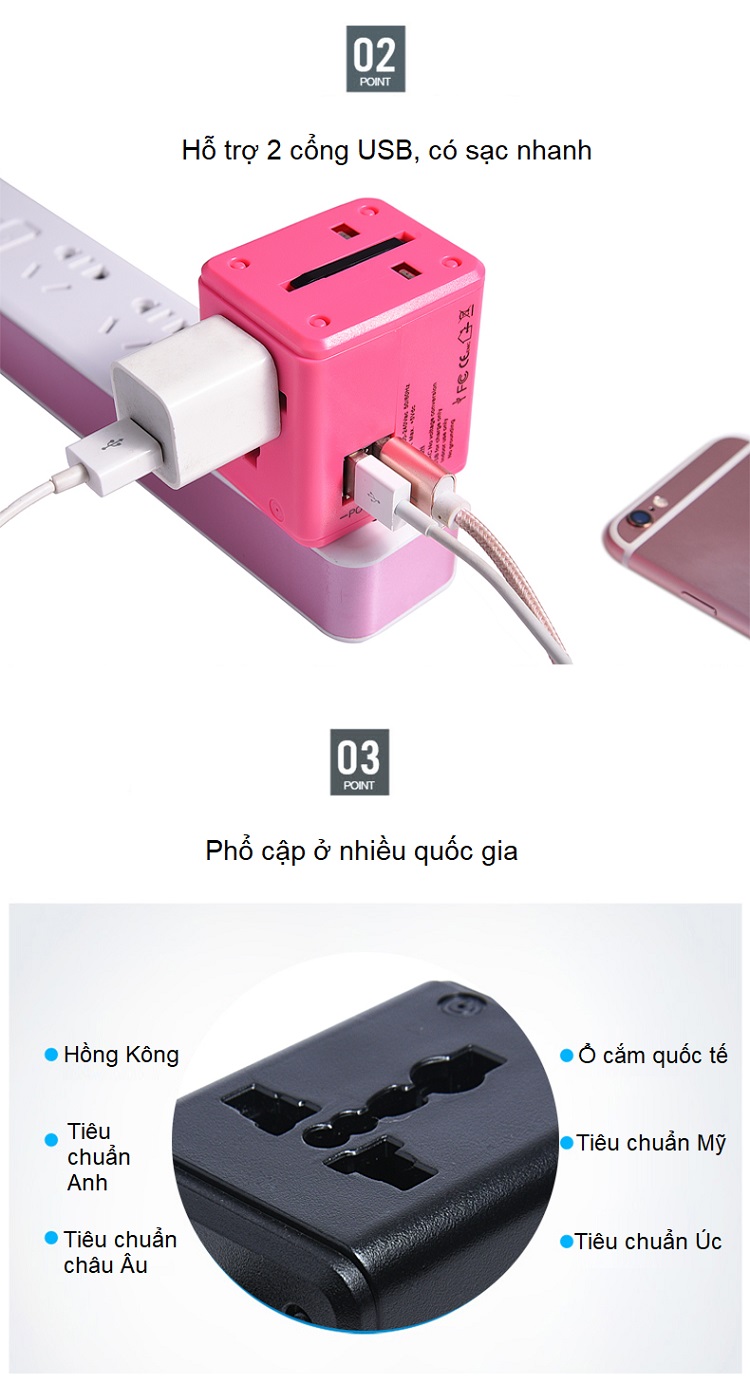 Ổ cắm nối đa năng quốc tế D995