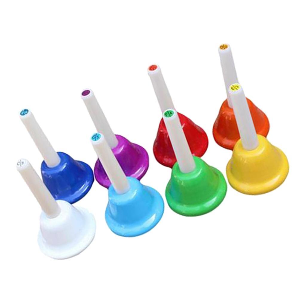 Colorful Hand Percussion Bells 8 Note Diatonic Metal Hand Bell  for Kids