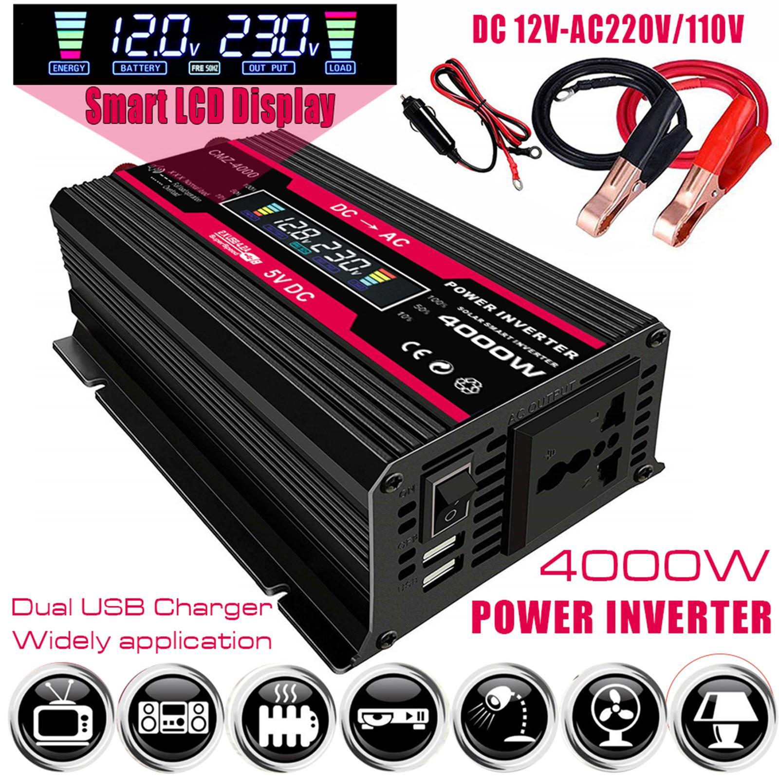 Power Inverter with 4.2A Dual USB and Lighter Charger for Outdoor Black 220V