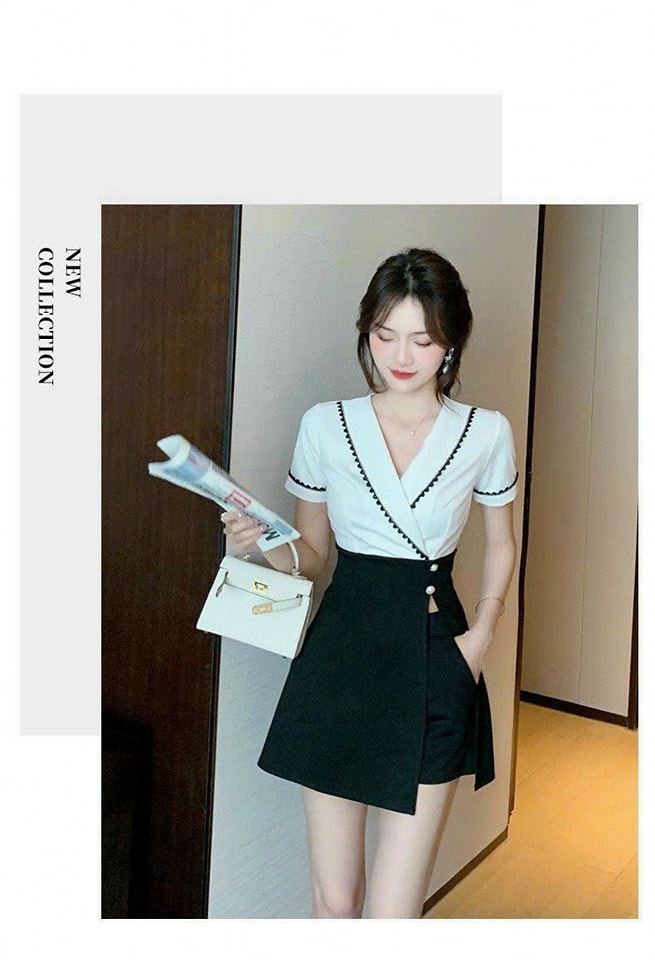 SET BỘ ÁO CỔ VEST PHỐI VIỀN + QUẦN SHORT CAO CẤP (HÀNG NHẬP)