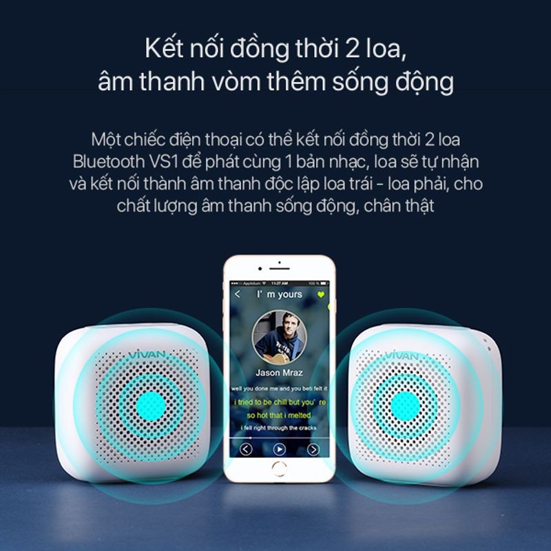 Loa Bluetooth 5.0 VIVAN VS1 - Chống Nước IPX5 - Công Suất 5W - Hàng Chính Hãng