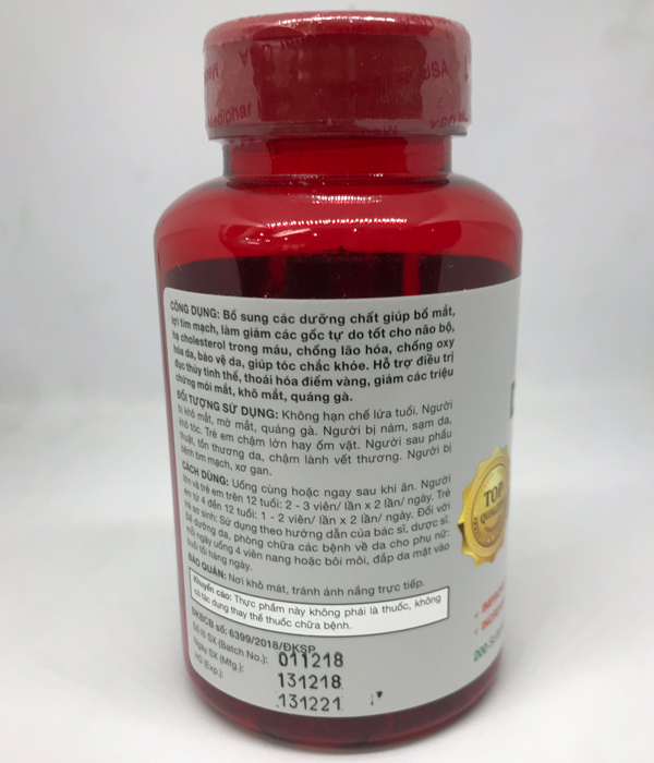 Thực phẩm chức năng Dầu Gấc Vina Softgels MDP 