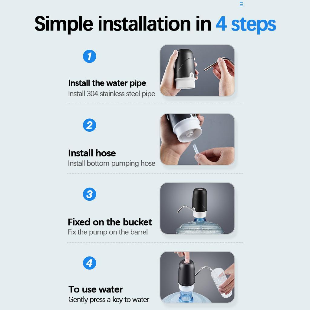 Water Pump Quiet Electric Automatic Dispenser Switch USB Charging Black