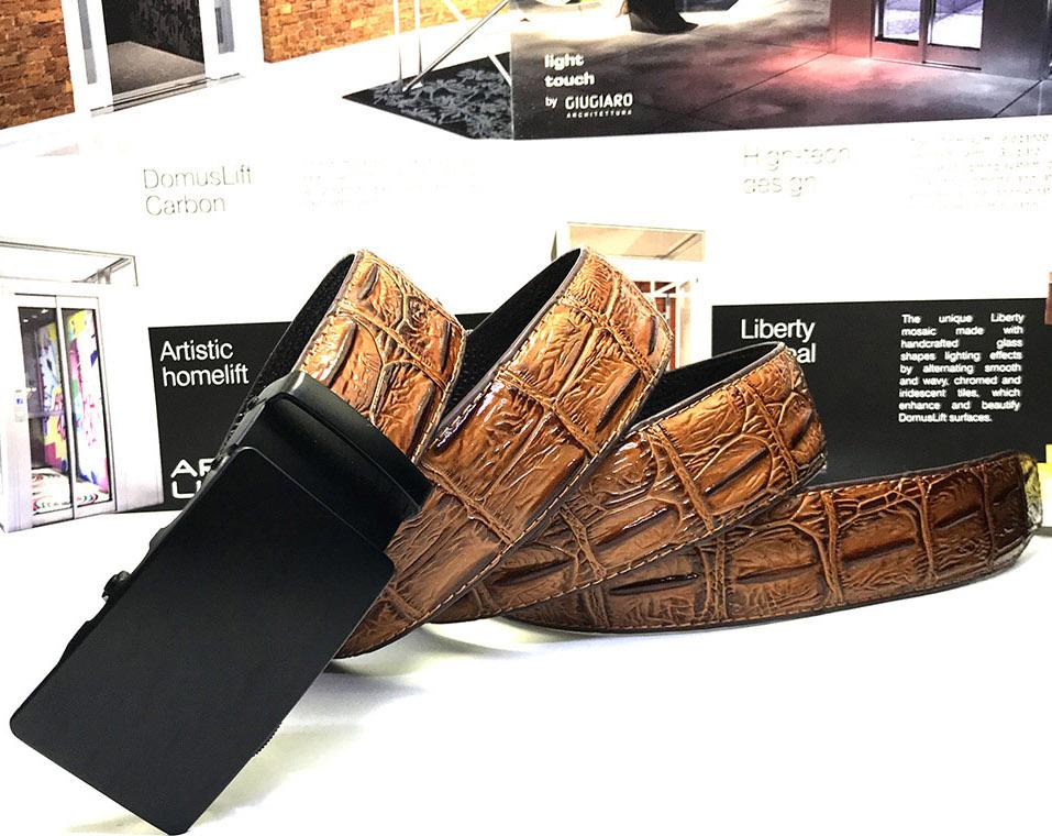 Thắt lưng/ dây nịt nam khóa tự động vân cá sấu có hộp đựng theo kèm LOẠI 1