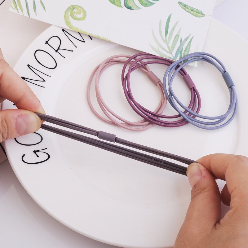 Combo 5 Dây Chun Buộc Tóc, Thun Cột Tóc Mảnh 3 Vòng Màu Sắc Nhã Nhặn SC23