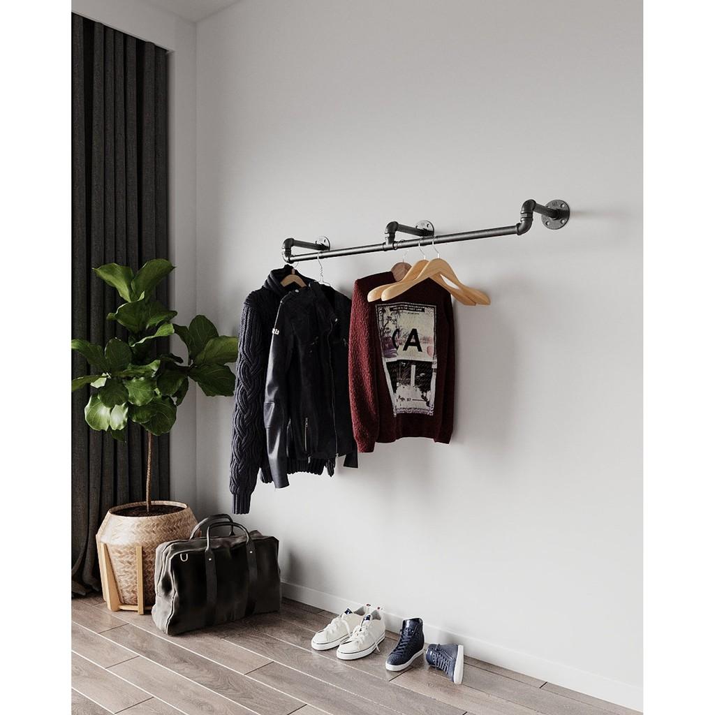 Bộ giá treo ống nước treo quần áo, giá treo quần áo ống sắt trang trí