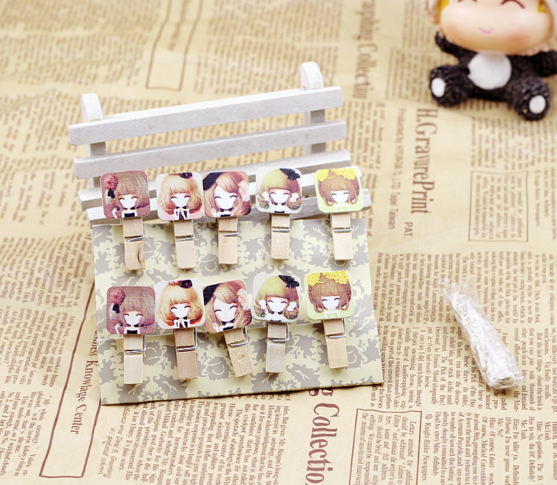 SET 10 Cái Kẹp Gỗ Sơn Design Pub hình Chibi
