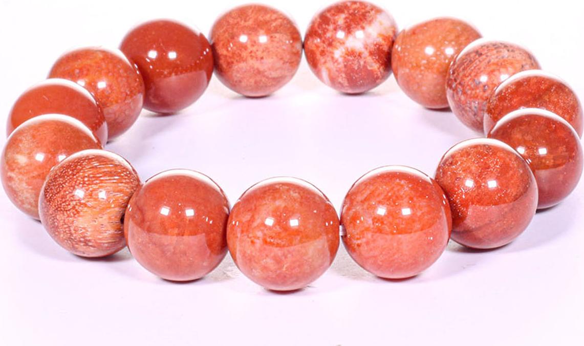 Vòng tay đá san hô đỏ hóa thạch mệnh Hỏa, Thổ - Ngọc Quý Gemstones