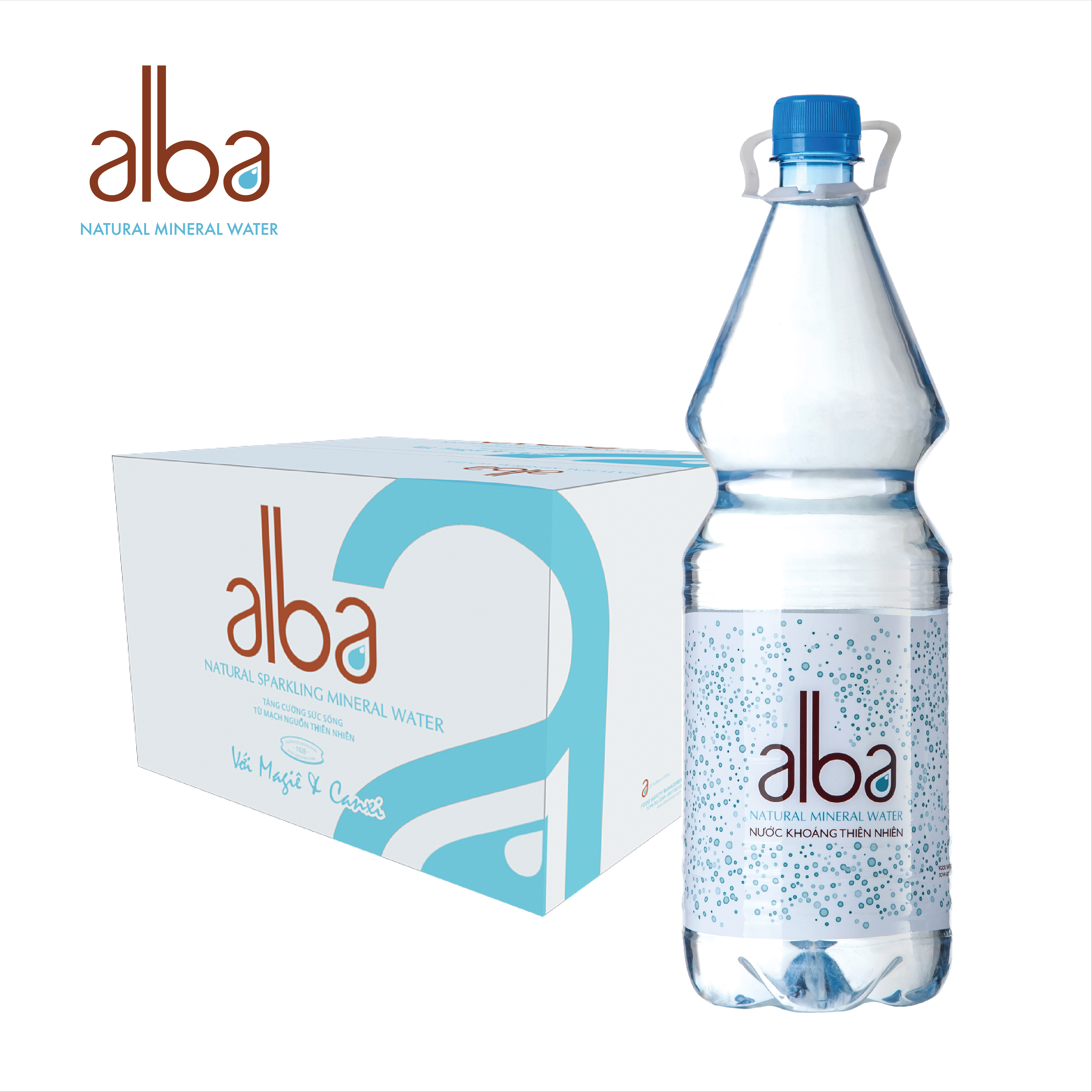 Thùng 12 chai Nước khoáng thiên nhiên ALBA không gas PET 1500ml