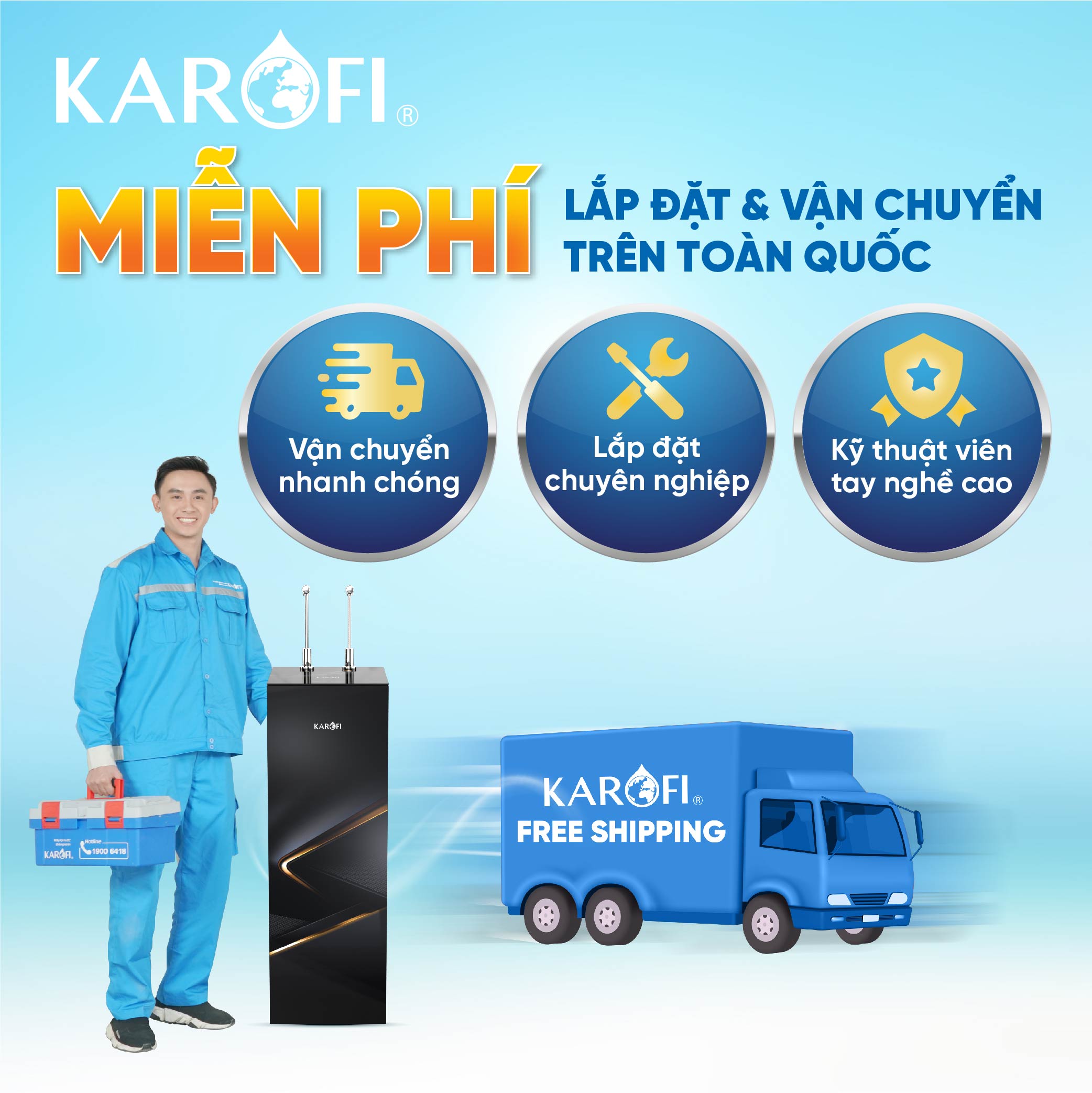 Máy lọc nước nóng lạnh Karofi Livotec 629 - Hàng chính hãng