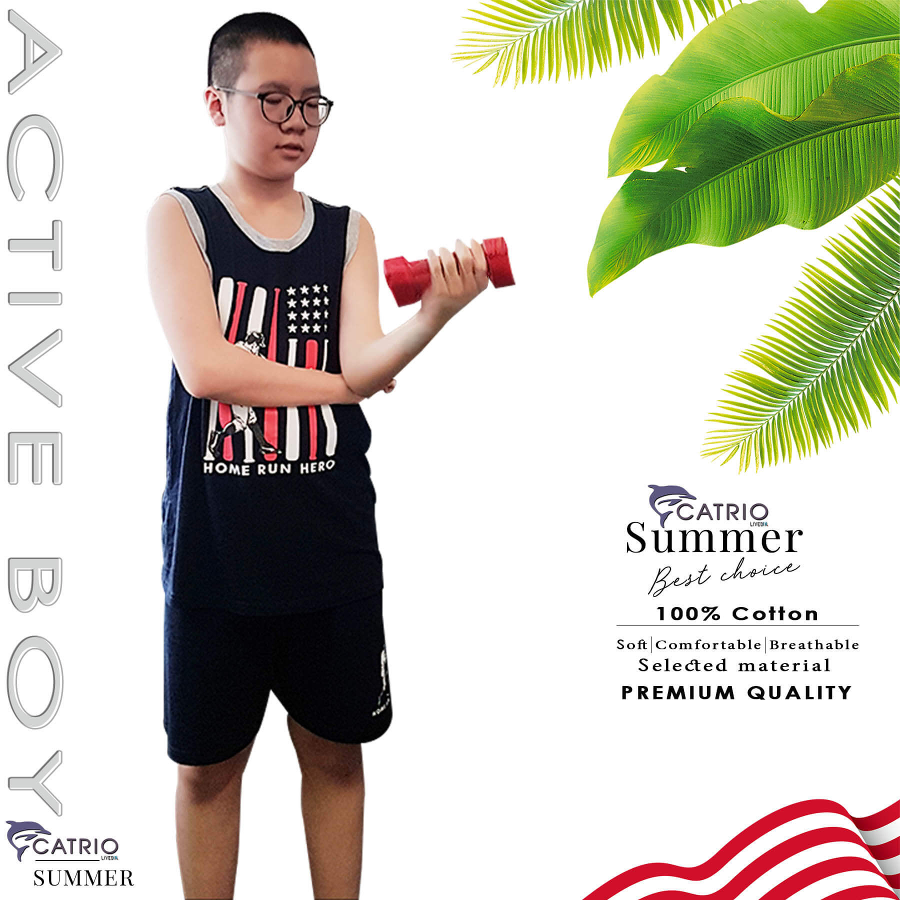 BỘ PHÔNG BÉ TRAI CATRIO là bộ đồ trẻ em QUẦN ĐÙI+ÁO SÁT NÁCH in Bóng chày bé từ 13/14..17/18T