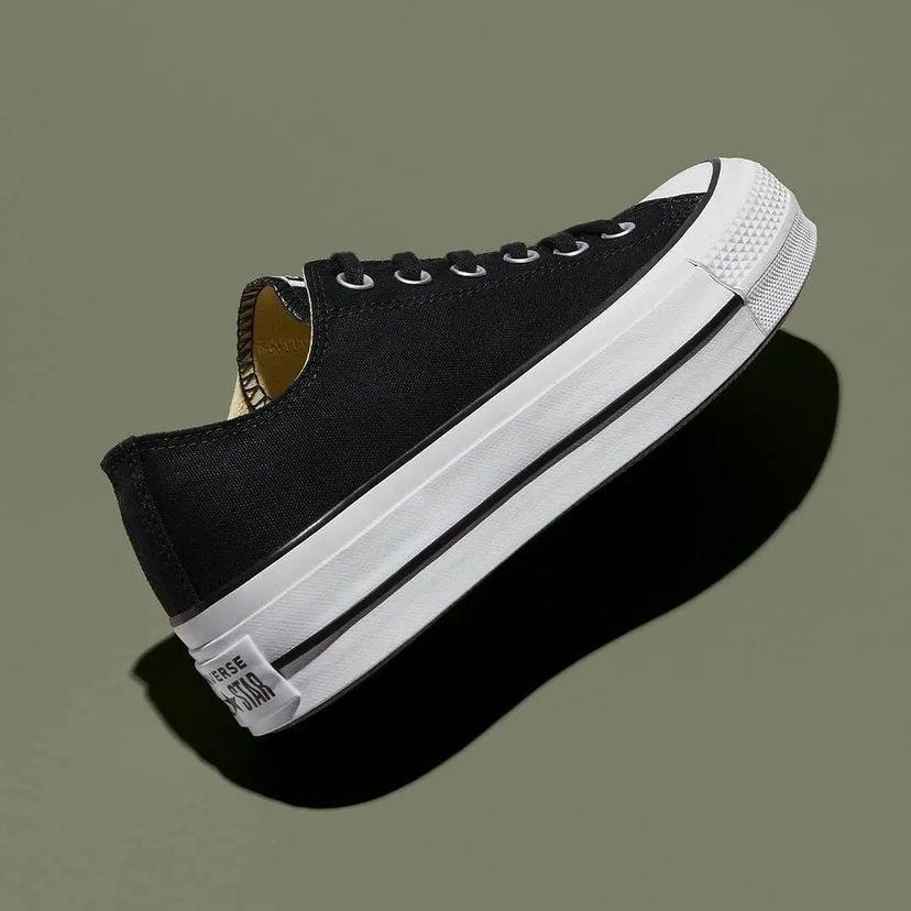 Chuck All Star Canvas Platform Black Low Top | Giày Đế Cao Cổ Ngắn Vải Đen 560250C