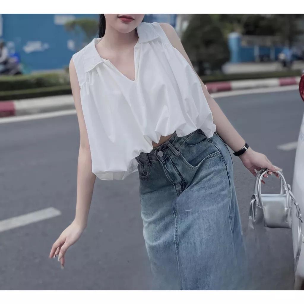 Áo Sơ Mi Sát Nách Nữ Dáng Bom Bo Chun