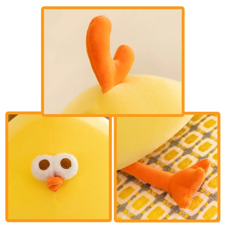 Thú nhồi bông gà tròn vo êm mịn - Size từ 45cm đến 60cm- Quà tặng gấu bông gà mặt thộn dễ thương - Gối ôm mềm mịn cho bé