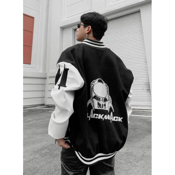 Áo Khoác Bomber Trơn Chất Liệu Vải Dù Pha Cotton In Họa Tiết "BlackMiack"