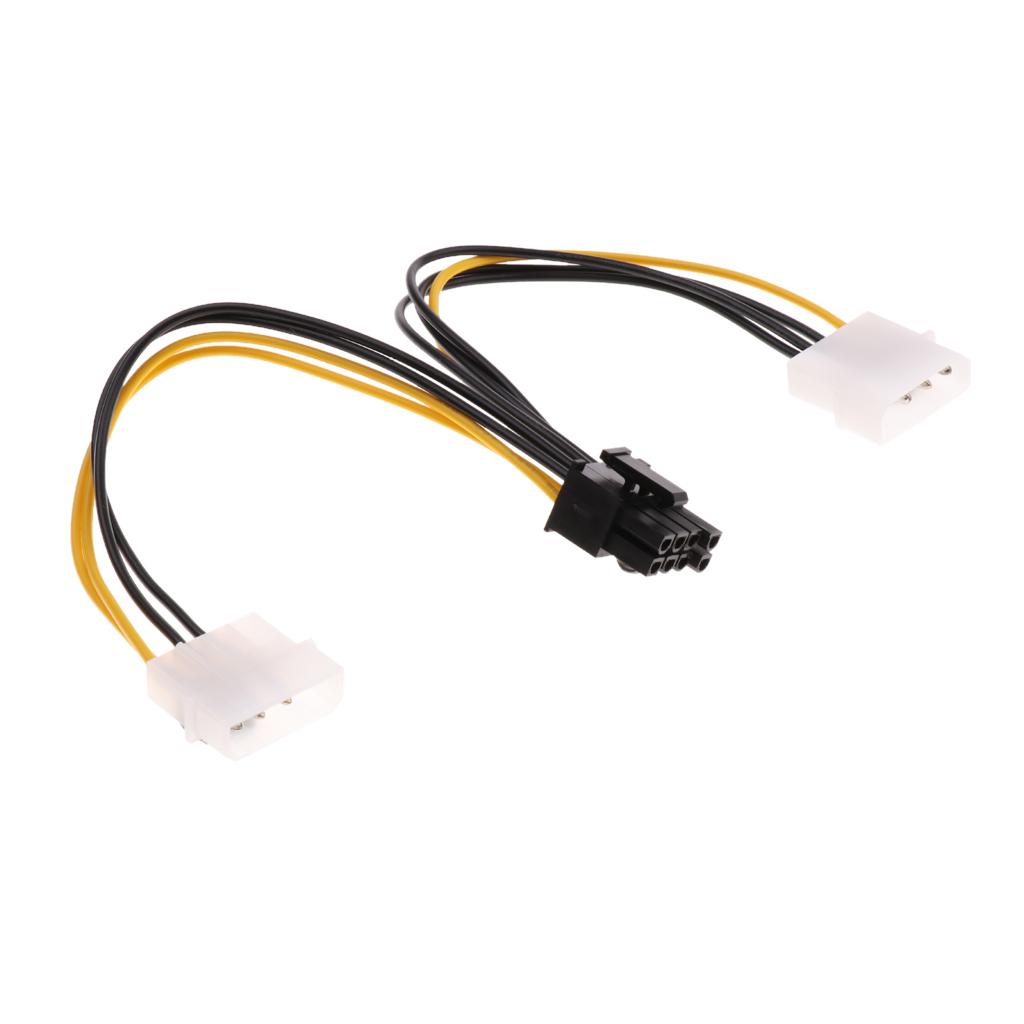 PCI-e Dual 4 Pin To 8 Pin (6+2pin) Graphics Extention Adapter Power Cable