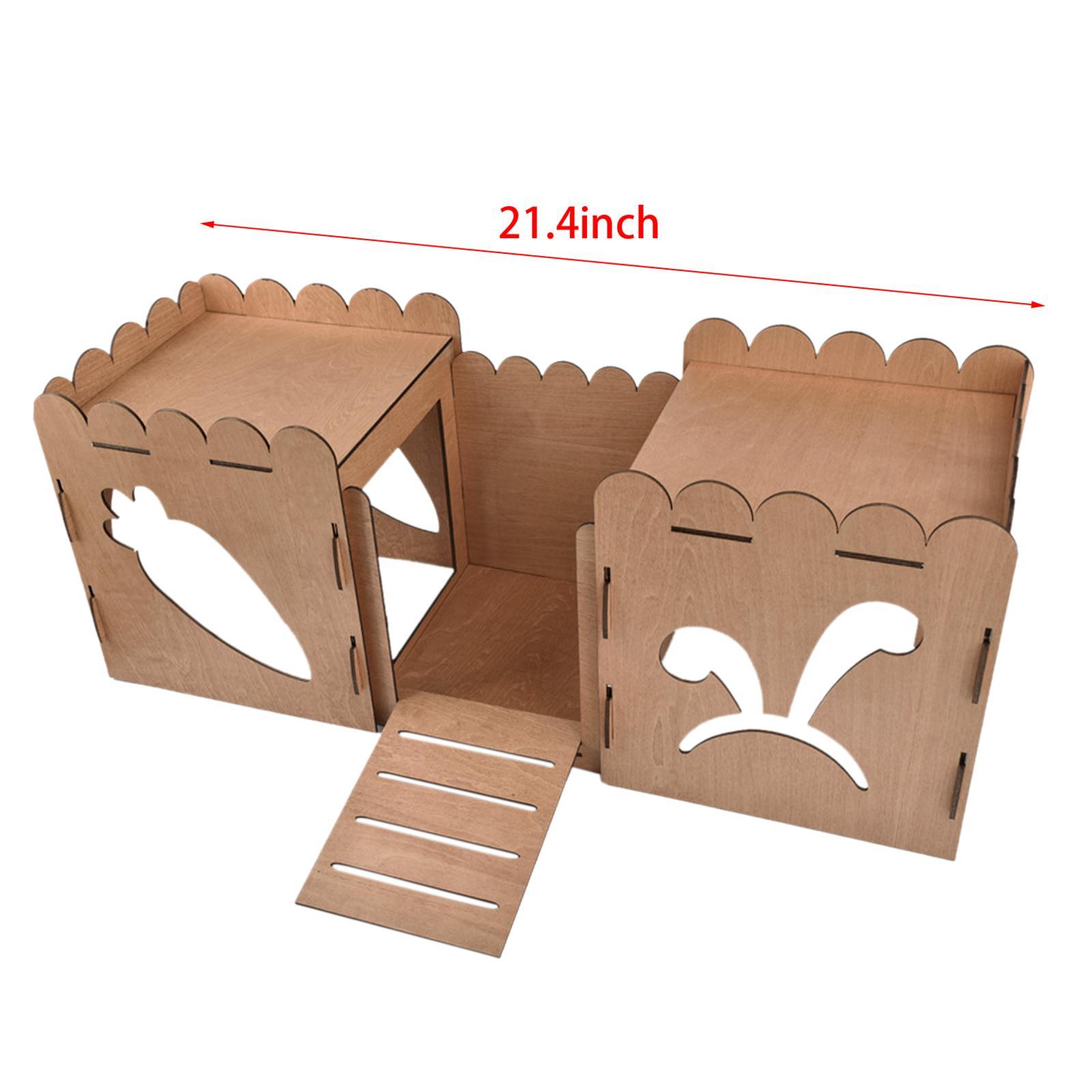 Hamster House Guinea Pig Cage Decor Pet Bed Hut Wooden Rabbit Castle Hideout