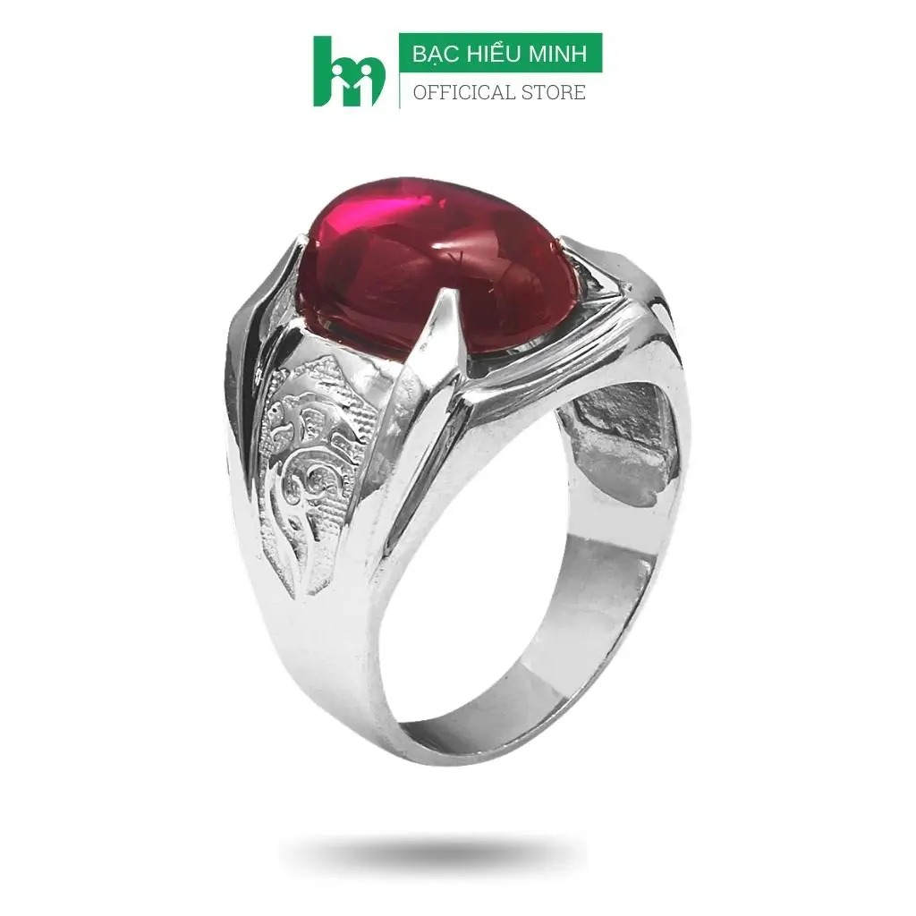Nhẫn Nam Bạc Hiểu Minh NA533B - Đá Đỏ - Bảo Hành Vĩnh Viễn