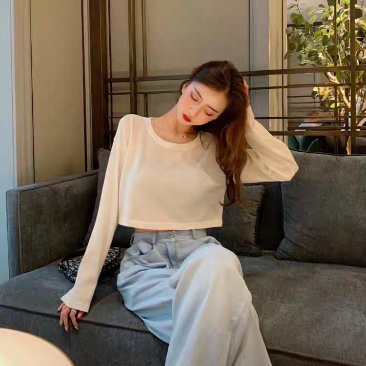 ÁO TAY DÀI CROPTOP FORM RỘNG CÁ TÍNH HÌNH THẬT UP Ở CUỐI