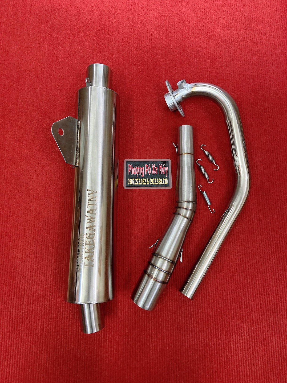 COMBO 1 SET Pô lon CBR full INOX 304 + CỔ 2 KHÚC dành cho mọi XE MÁY