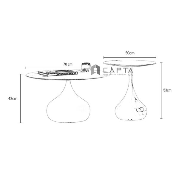 Bộ bàn sofa đôi chân bầu mặt đá tự nhiên cao cấp Bàn trà cặp cho phòng khách lớn hiện đại SL TS0952/45-75E TpHCM