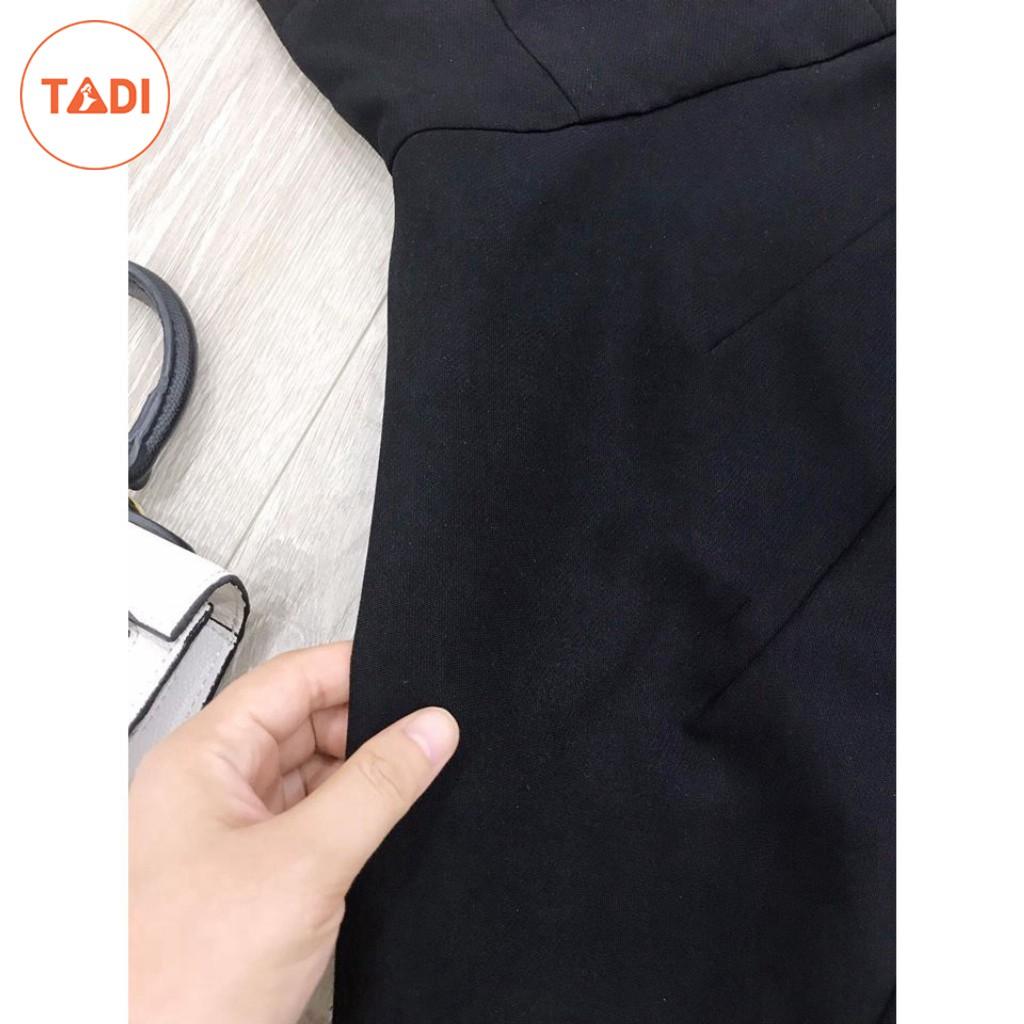 Đầm dự tiệc 2 dây trễ vai màu đen V1574