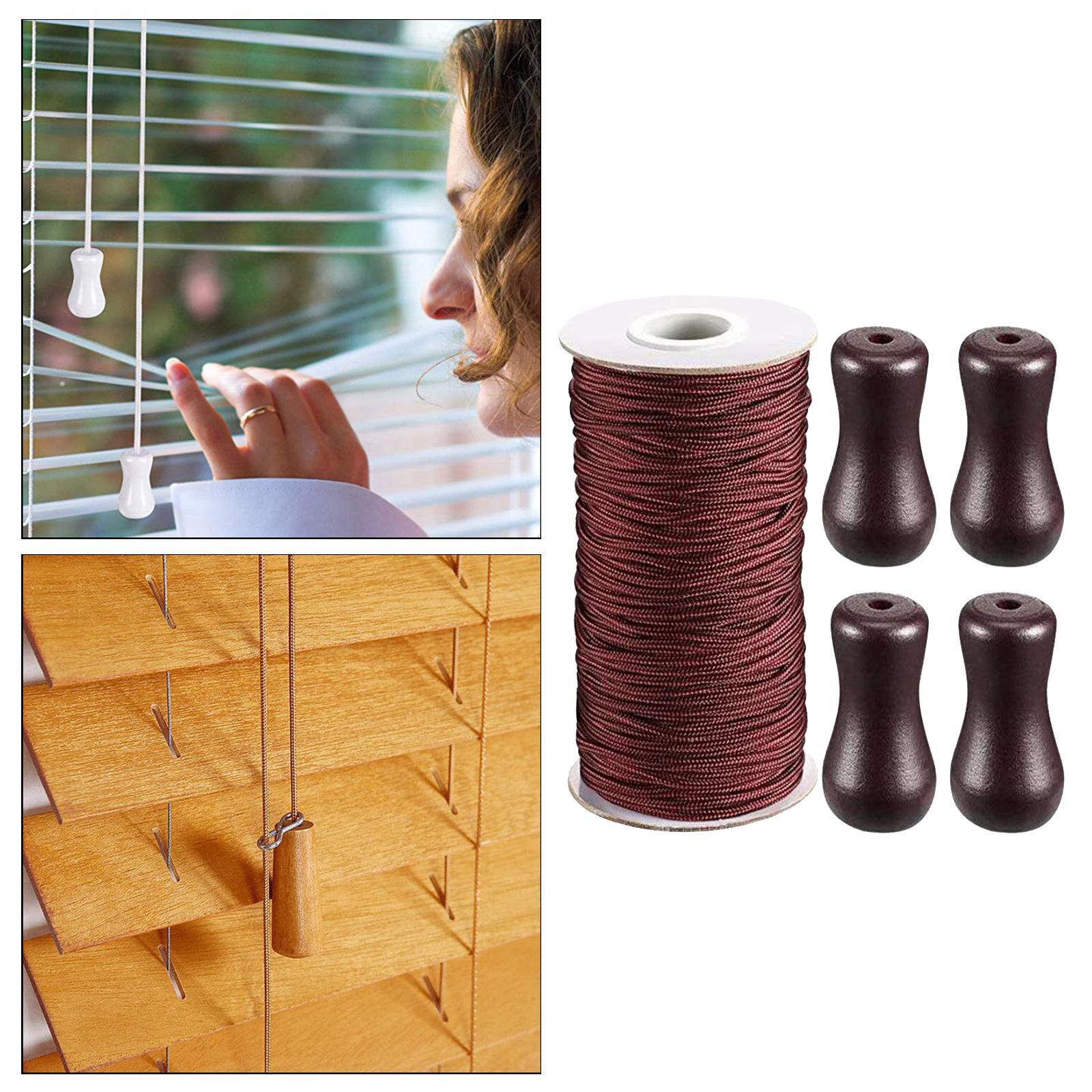 Brown Braided Lift Shade Cord Wood Pendant for Aluminum Blind Shade