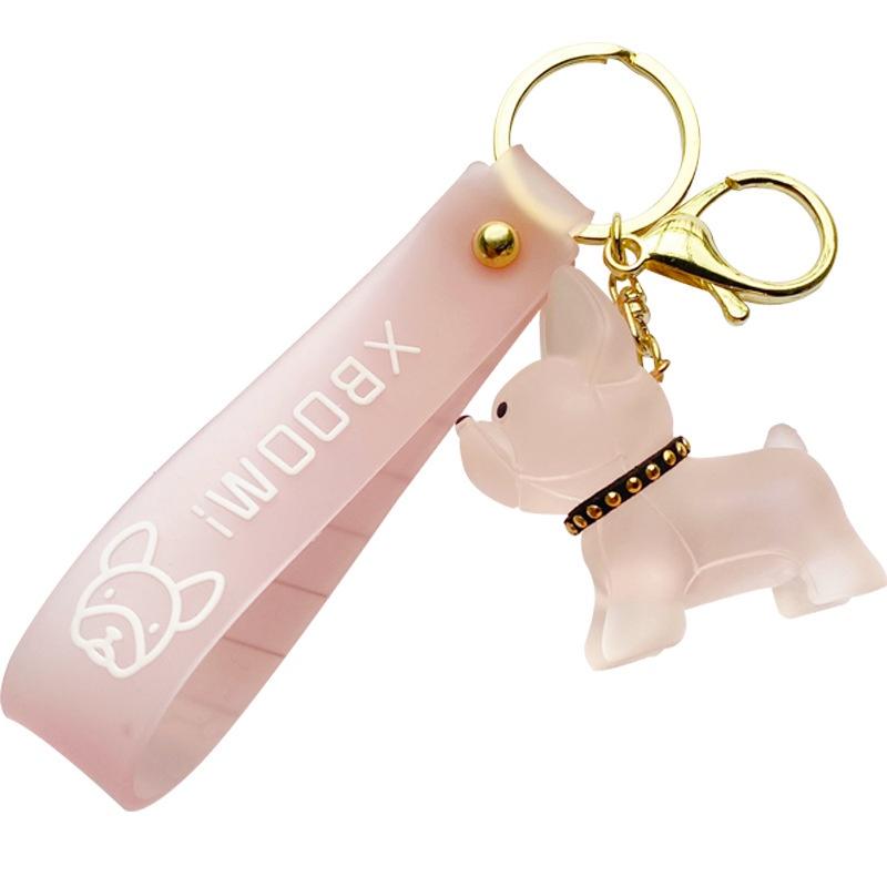 Móc Khóa Bulldog nhựa pha lê phong cách Hàn Quốc,móc khóa cute, móc treo ba lô túi xách