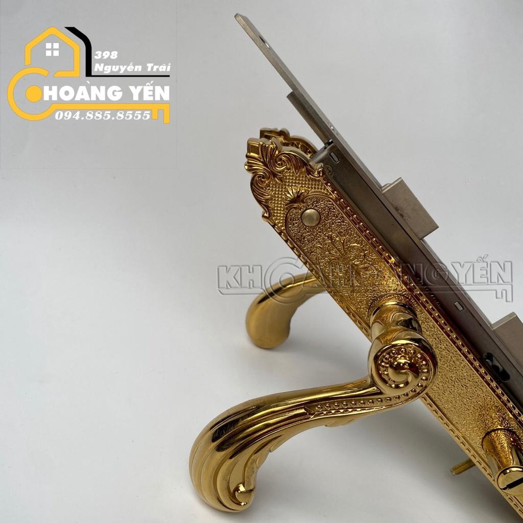 Khóa cửa nhôm bằng đồng màu vàng 18k, Khóa cửa nhôm Xingfa màu mạ vàng, khóa cửa nhôm kính tay gạt bằng đồng