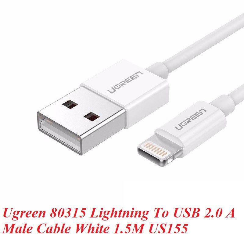 Ugreen UG80315US155TK 1.5M có chip MFI màu trắng Cáp sạc và truyền dữ liệu USB sang lightning - HÀNG CHÍNH HÃNG