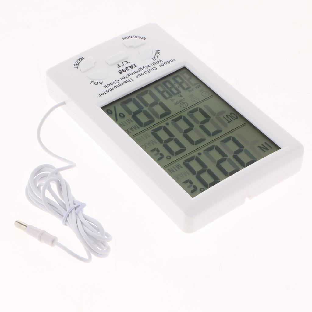 TA298 Digital Hygrometer Indoor Thermometer Humidity Gauge with Test Probe, Temperature Humidity MonitorProbe