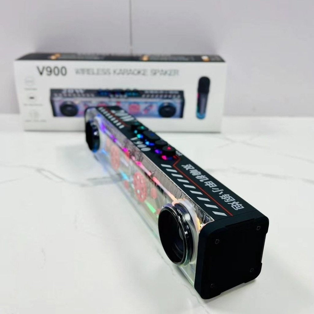 Loa Karaoke Bluetooth Led Rgb V900 Công Suất 20W Bluetooth 5.3 Nghe Nhạc, Karaoke Giải Trí, Decor Kèm 2 Micro