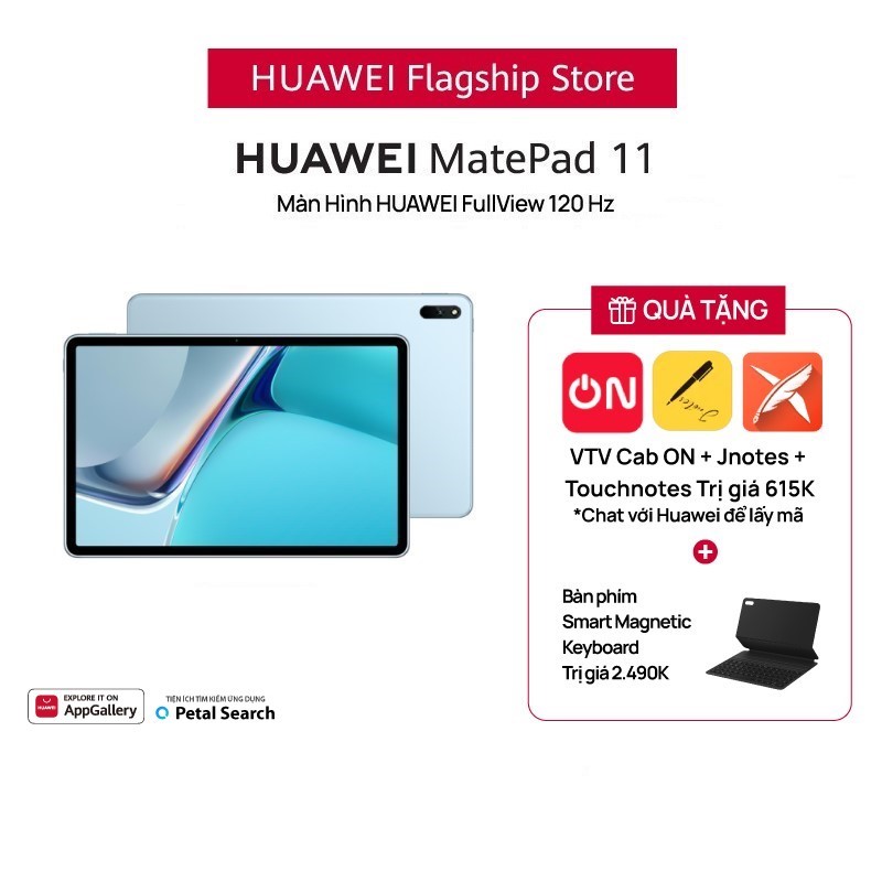 Máy Tính Bảng Huawei MatePad 11 | Màn Hình HUAWEI FullView 120 Hz | Kèm Bút cảm ứng Huawei M-Pencil + Bàn phím Smart Magnetic Keyboard