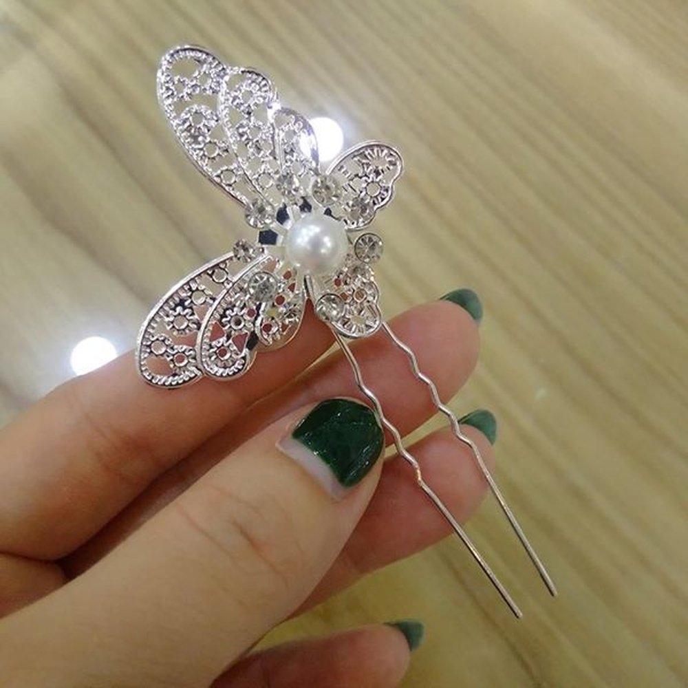 Trâm Cài Tóc Cánh Bướm Đính Hạt Chai, Hai Màu Lựa Chọn, Tạo Điểm Nhấn Phong Cách Khi Tạo Kiểu Khi Chụp Ảnh, Tham Gia Sự Kiện