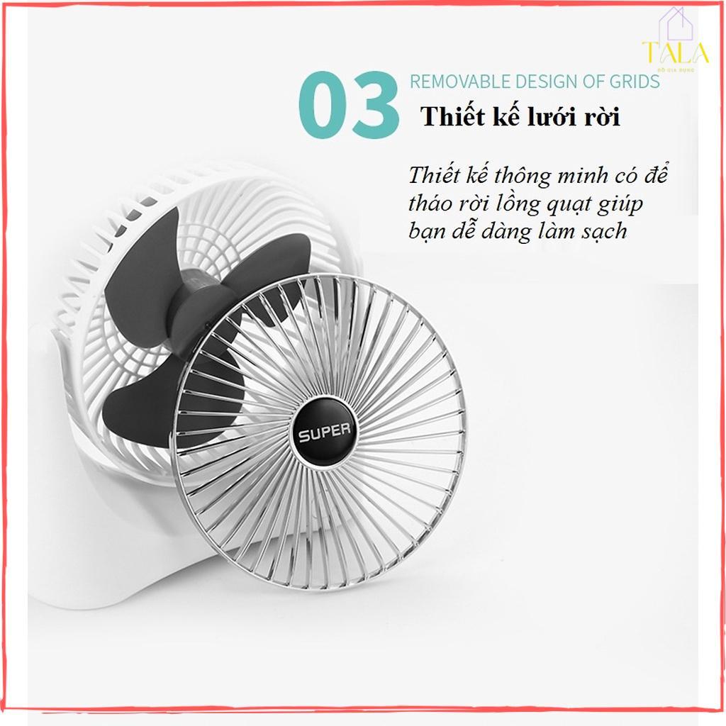 Quạt Để Bàn Tích Điện Super Fan Mini  - Công Suất Lớn, 3 Cấp Độ Gió Làm Mát Hiệu Quả - Có Thể Điều Chỉnh Hướng Gió