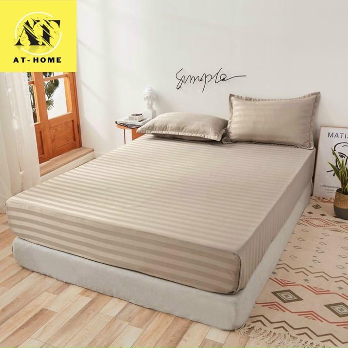 Bộ Ga Gối Cotton Lụa Sọc 3F Lụa Bóng - LAN PHAM BEDDING - Nâu