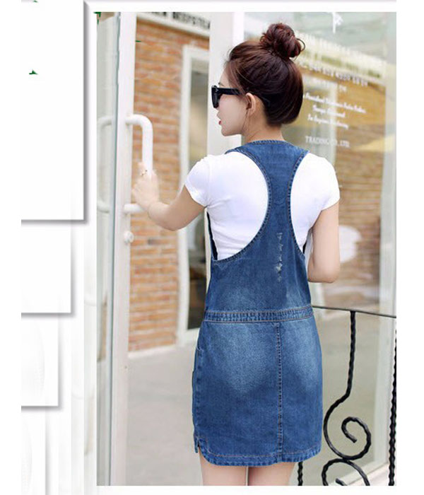ĐẦM YẾM JEAN WASH RÁCH D7970