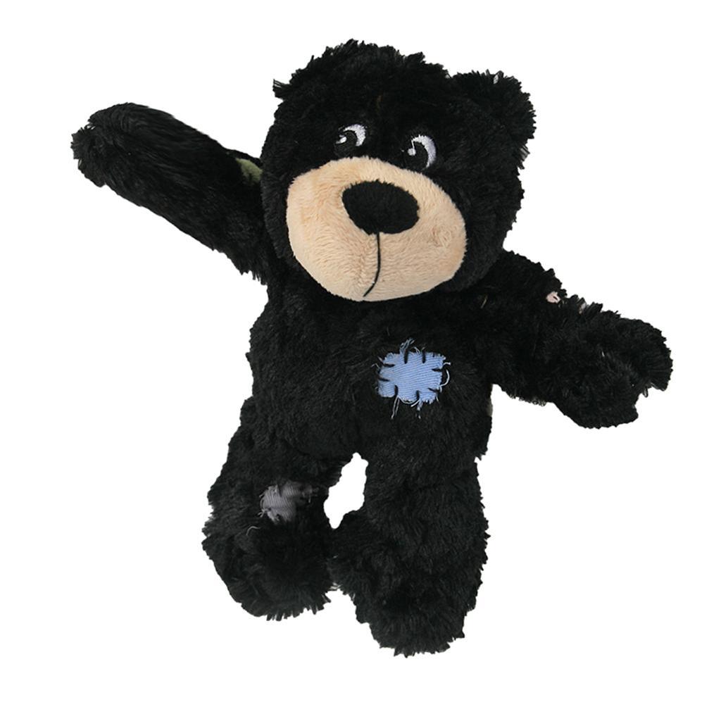 Cute Bear Design Dog Chew Squeaky Plush Toy Pet Bite Resistance Toy Black