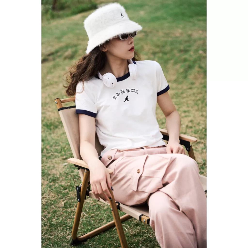 Áo Thun Baby Tee KANGOL Cộc Tay Phối Viền In Chữ