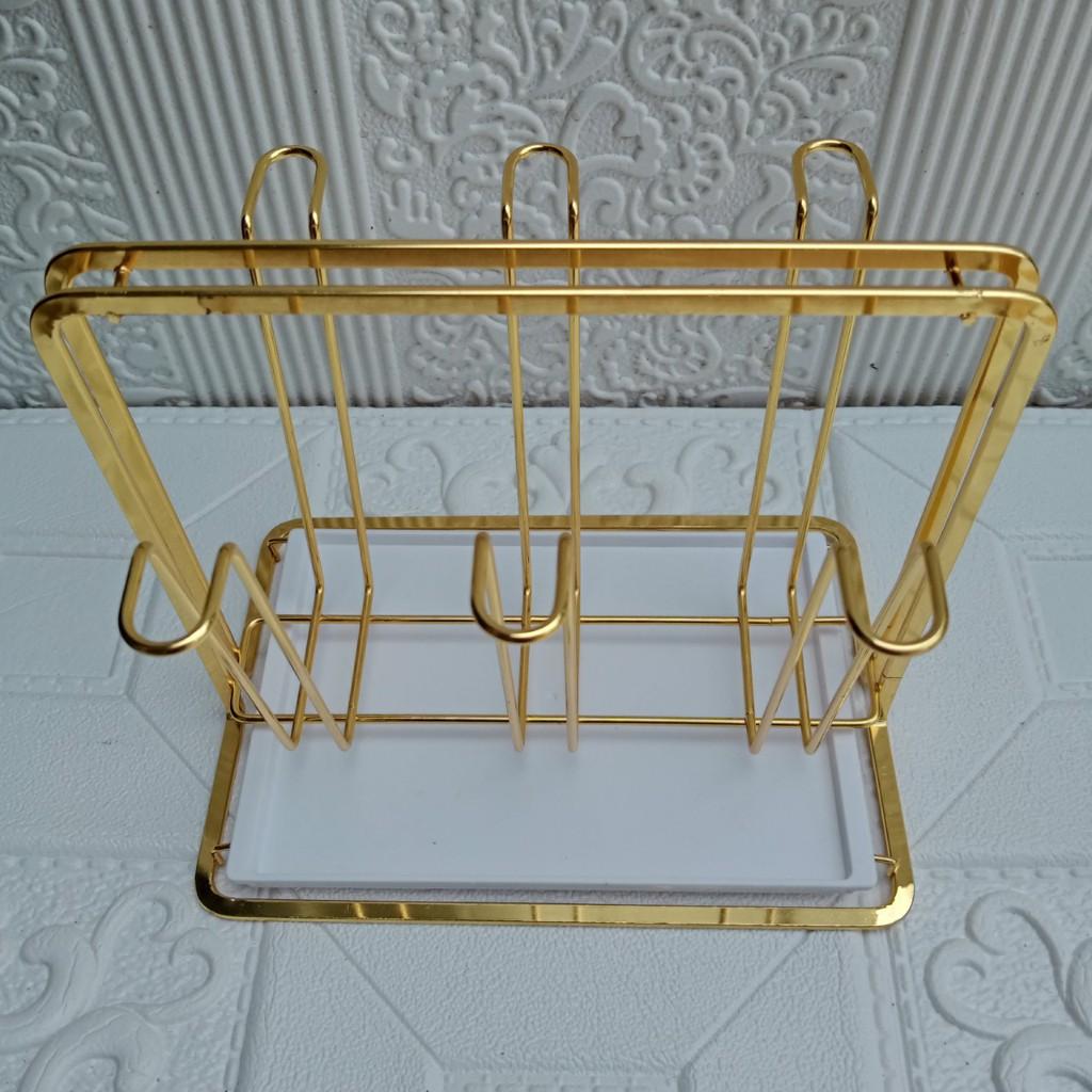 Kệ úp cốc ly inox cao cấp có khay hứng nước tiện dụng_100%inox
