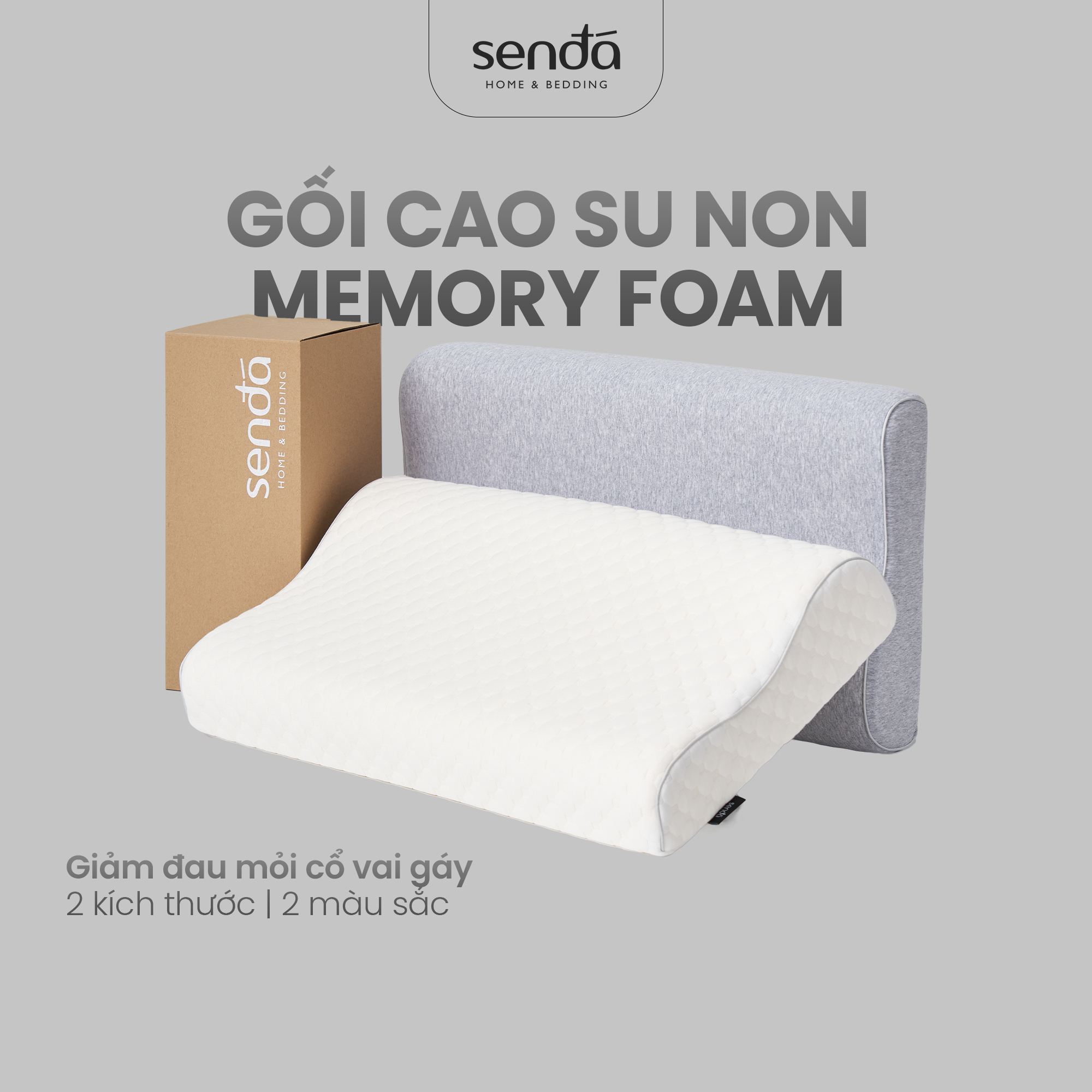 Gối cao su non chống đau mỏi cổ vai gáy Sen Đá Home Bedding, ruột gối ngủ công thái học Memory Foam người lớn cao cấp